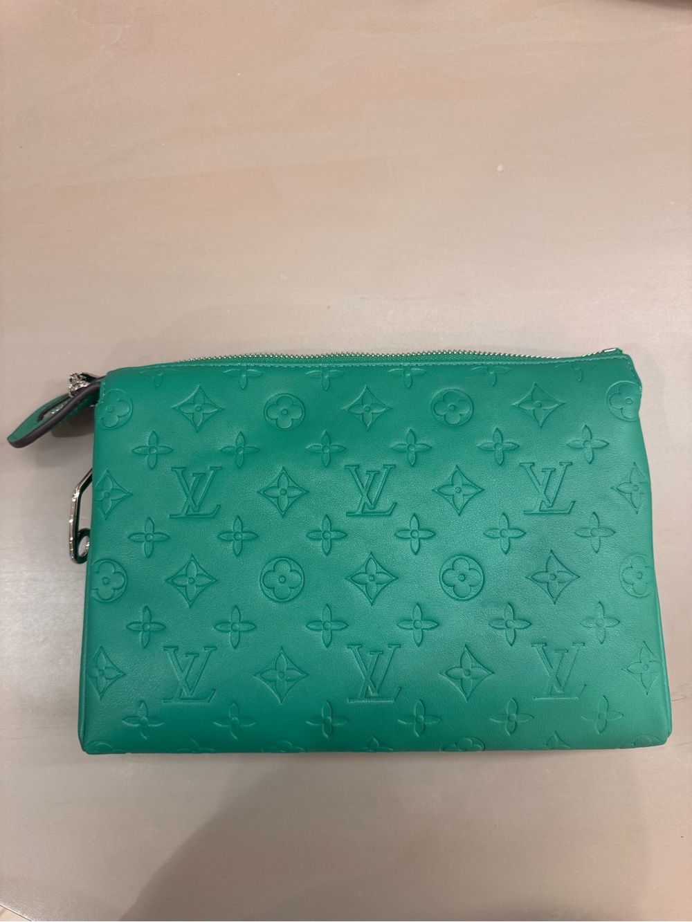 Like a Louis Coussin Monogram Embossed Leather Crossbody Pouch & Black Strap - Picture 3 of 10